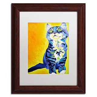 Trademark Fine Art ALI0567 W1114MF Here Kitty Kitty by DawgArt 14 x 11 Framed Art, White Matted