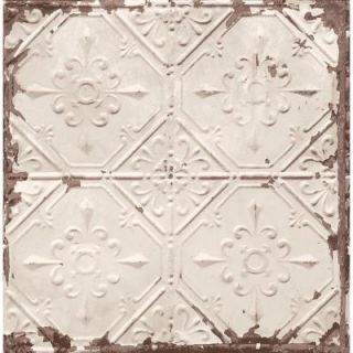 Brewster 8 in. W x 10 in. H Beige Tin Ceiling Distressed Tiles Wallpaper Sample 2701 22332SAM