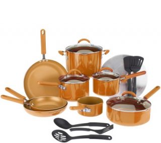 CooksEssentials 18 piece PorcelainEnamel Cookware Set w/DupontNonstic —