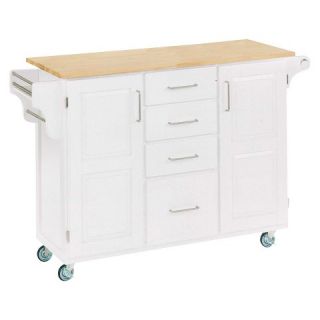 Large Cart with Natural Top Wood/White   Home Styles