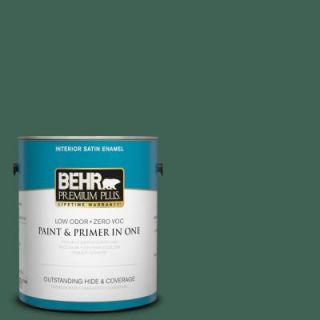 BEHR Premium Plus 1 gal. #M430 7 Green Agate Satin Enamel Interior Paint 730001