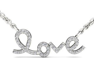 De Couer 10k White Gold 1/6ct TDW Diamond "Love" Necklace (H I, I2)