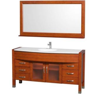 Wyndham Collection Daytona 60 in. Vanity in Cherry with Man Made Stone Vanity Top in White WCV210960CHWH