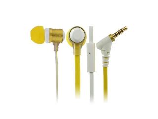 CK 820 3.5mm Plug Flat Wire Style In ear Earphone with Microphone for iPhone 5 & 5S & 5C , iPhone 4 & 4S , iPhone 3G & 3GS  (Yellow)