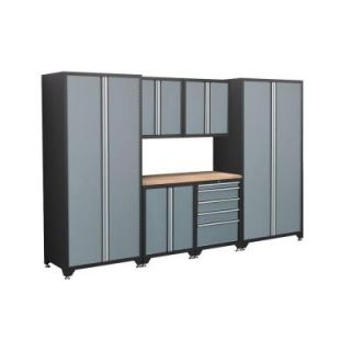 NewAge Products Pro Series 83 in. H x 128 in. W x 24 in. D Welded Steel Cabinet Set in Grey (7 Piece) 31607