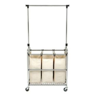 Seville Classics 3 Bag Laundry Sorter with Hanging Bar SHE16165B