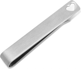 Mens Cufflinks Inc Stainless Steel I Love You Heart Tie Bar   Silver