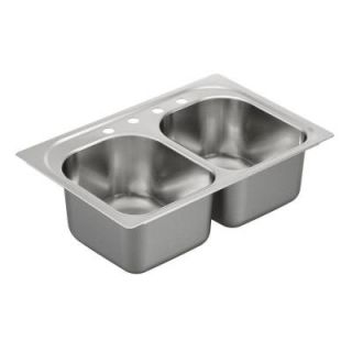 MOEN 1800 Series Drop in Stainless Steel 33 in. 4 Hole Double Bowl Kitchen Sink G182574