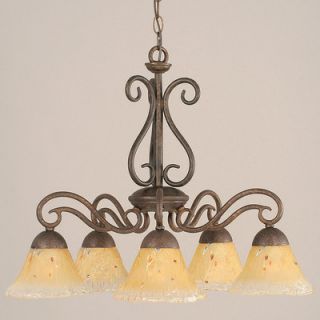 Toltec Lighting Olde Iron 5 Light Chandelier with Mission Glass Shade