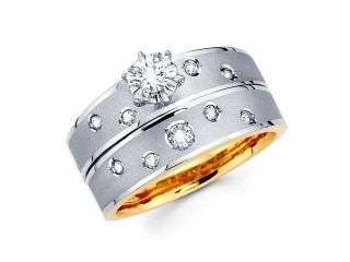 Diamond Engagement Rings Bridal Set 14k Multi Tone Gold Wedding .29 CT