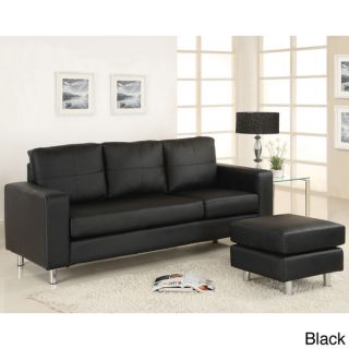 Bonded Leather Small Space Sectional Sofa with Reversible Chaise