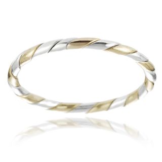 Journee Collection Two tone Sterling Silver Handcrafted Textured Band