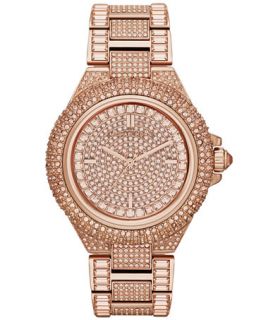 Michael Kors Womens Camille Glitz Rose Gold Tone Stainless Steel