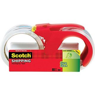 Scotch Sure Start Shipping Packing Tape, 1.88 x 38.2 yds, Clear, 2/Pack