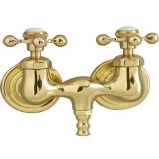 Pegasus 2 Handle Claw Foot Tub Faucet without Hand Shower with Old Style Spigot in Polished Brass 4050 MC PB