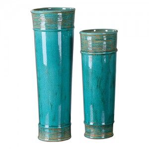 Uttermost 19835 Thane Teal Green Vases S/2