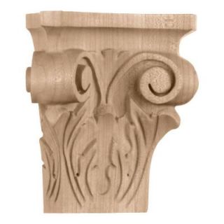 Ekena Millwork 2 1/2 in. x 4 3/4 in. x 5 in. Small Square Onlay Acanthus Capital ONLCP5MA