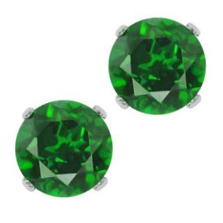 1.00 Ct Round 5mm Green Chrome Diopside 925 Sterling Silver Stud Earrings