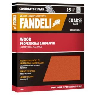 Fandeli 9 in. x 11 in. Coarse Aluminum Oxide Sandpaper (25 Pack) 36009