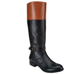 Isaac Mizrahi Live! Two Tone Leather Riding Boots —