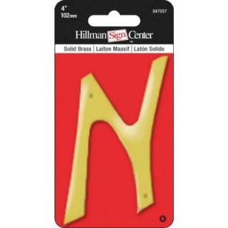 The Hillman Group 4 in. Nail On Brass Traditional Letter N 847057