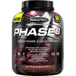 MuscleTech Performance Series Phase8 Multi Phase 8 Hour Protein Strawberry Dietary Supplement Powder, 4.4 lbs