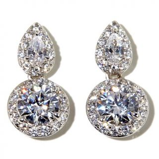 Jean Dousset 3.72ct Absolute™ Pear and Round Frame Earrings   7979025