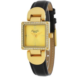 Kenneth Cole Womens 10021987 Classic Square Black Leather Strap Watch