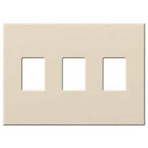 Lutron VWP 3 LA Decora Wall Plate, 3 Gang, Standard, Dimmer/Switch, Architectural   Matte Light Almond