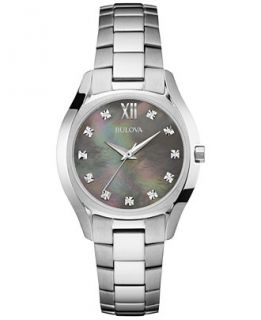 Bulova Womens Diamond Accent Stainless Steel Bracelet Watch 33mm