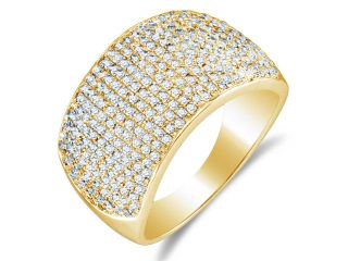 10K Yellow Gold Large Diamond Wedding , Anniversary OR Fashion Right Hand Ring Band   w/ Micro Pave Set Round Diamonds   (1.00 cttw, G   H Color, SI2 Clarity)
