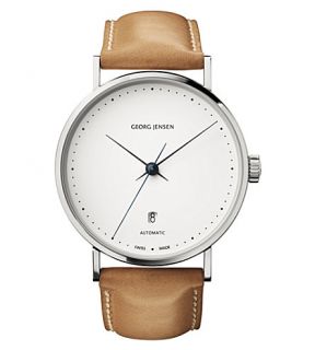 GEORG JENSEN   Koppel stainless steel and leather watch 41mm