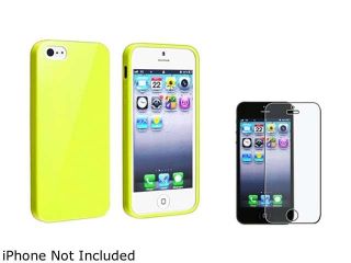 Insten Yellow Jelly TPU Rubber Case Cover + Anti Glare Screen Cover Compatible With Apple iPhone 5 / 5s 814774