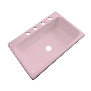 Thermocast Manhattan Drop In Acrylic 33 in. 4 Hole Single Bowl Kitchen Sink in Dusty Rose 48462