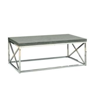 Monarch Specialties Reclaimed Look/Chrome Metal Cocktail Table in Dark Taupe I 3258