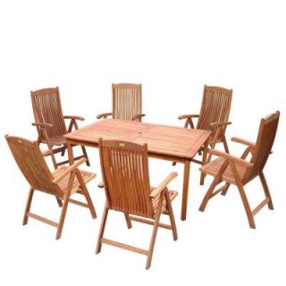 Vifah Balthazar Eucalyptus 7 Piece Patio Dining Set with Folding Chairs V98SET21