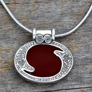 Sterling Silver Carnelian Necklace Royal Amulet (India)