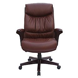 La Z Boy 2000 Series High Back Open Arm Leather Chair 46 12 H x 29 W x 30 58 D Brown