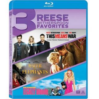 3 Reese Witherspoon Favorites: This Means War / Water For The Elephants / Legally Blonde (Blu ray)