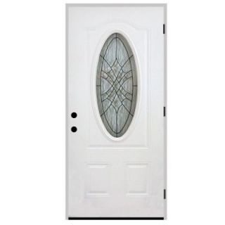 Steves & Sons 32 in. x 80 in. Webville Oval Lite Primed White Steel Prehung Front Door S31O WVP 32 6LO
