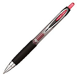 uni ball 207 Retractable Fraud Prevention Gel Pens Medium Point 0.7 mm Black Barrels Red Ink Pack Of 12