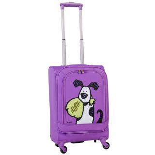 Ed Heck Purple Money Doggie 20 inch Carry on Spinner Upright Suitcase
