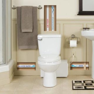 Bathroom Anywhere 1.6 GPF Elongated Rear Discharge 2 Piece Toilet with Macerator System