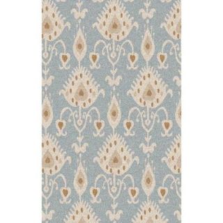 8' x 11' Brown Lotus Sky Blue, Brown and Tan Hand Tufted Wool Area Throw Rug
