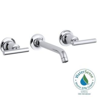 KOHLER Purist 8 in. 2 Handle Low Arc Wall Mount Water Saving Bathroom Faucet Trim Only in Polished Chrome K T14413 4 CP