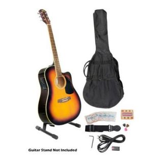 41" Acoustic Electric Guitar Package with Gig Bag, Strap, Picks, Tuner, and Strings (Sunburst Color)