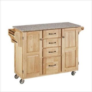 Home Styles Large Kitchen Cart, Natural with Salt & Pepper Granite Top