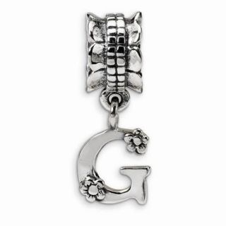 Sterling Silver Polished Reflections Letter G Dangle Bead