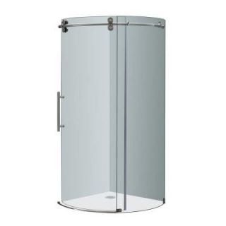 Aston Orbitus 40 in. x 40 in. x 75 in. Completely Frameless Round Shower Enclosure in Stainless Steel with Left Opening SEN980 SS 40 8 L