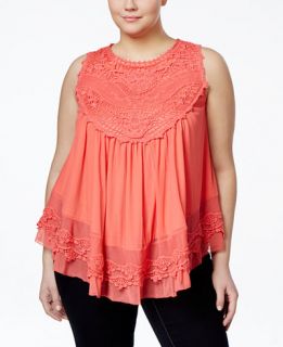 American Rag Plus Size Crochet Swing Top, Only at   Tops   Plus